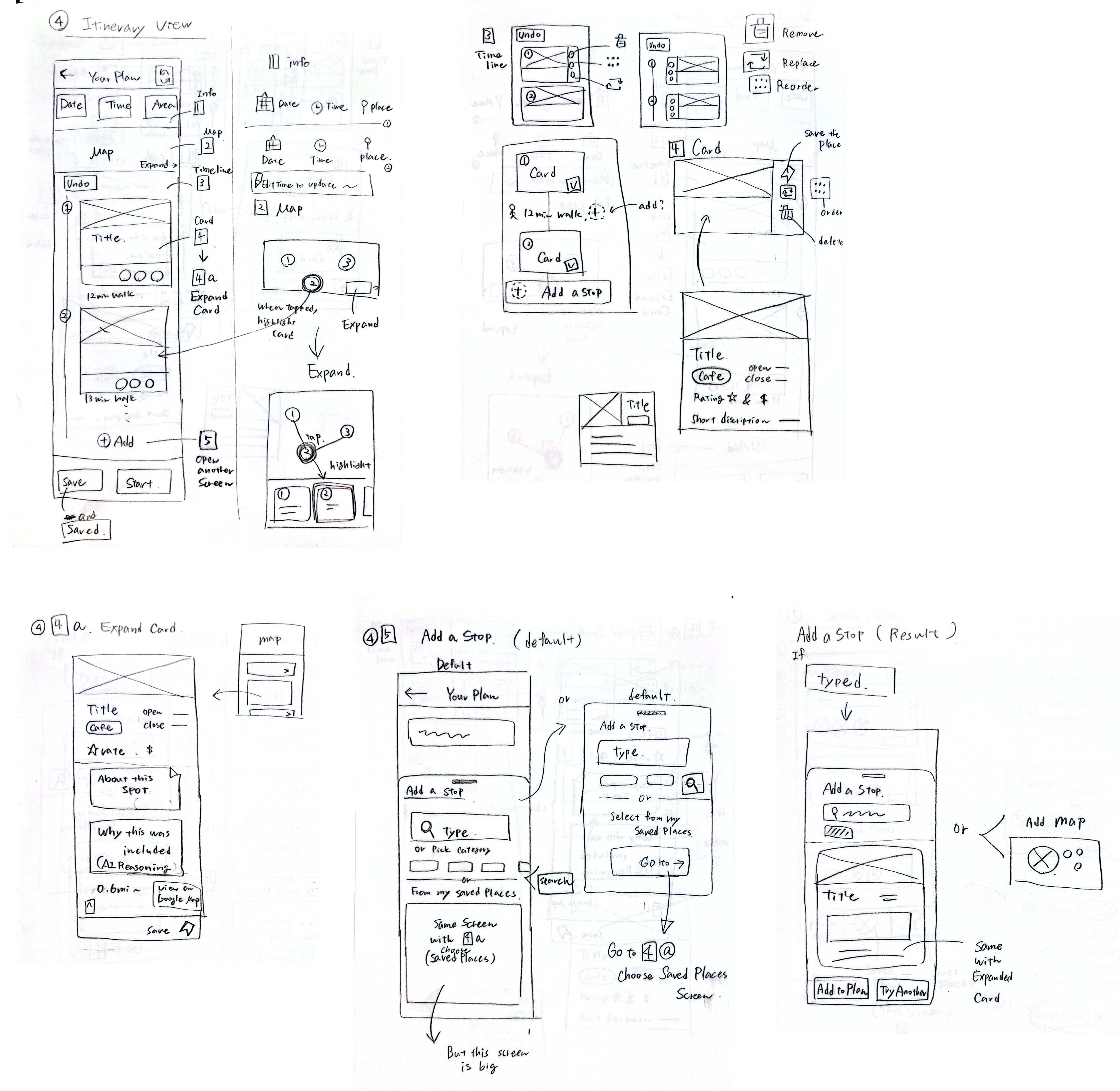 Itinerary View paper sketches