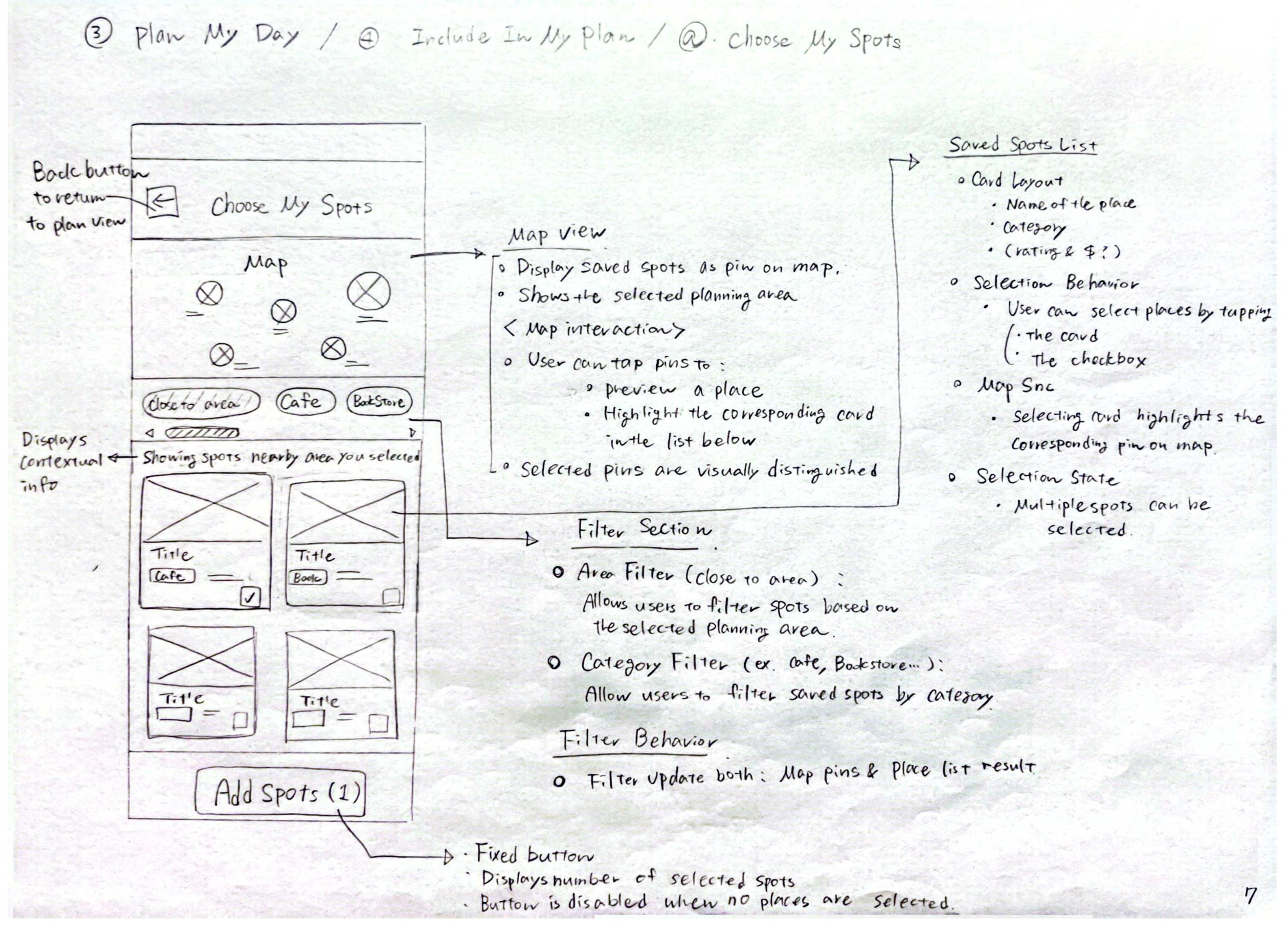 Choose My Spots wireframe