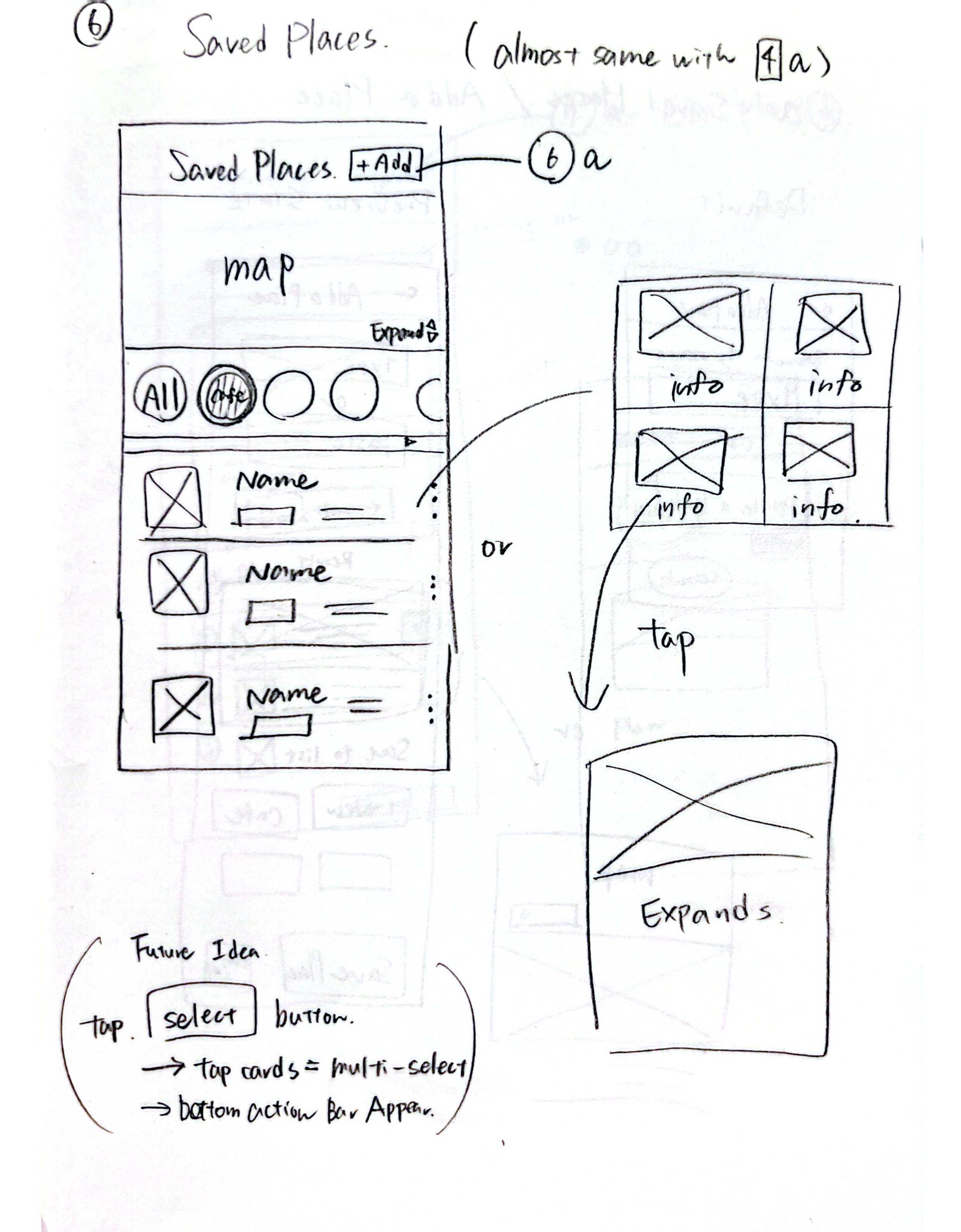 Saved Places paper sketches
