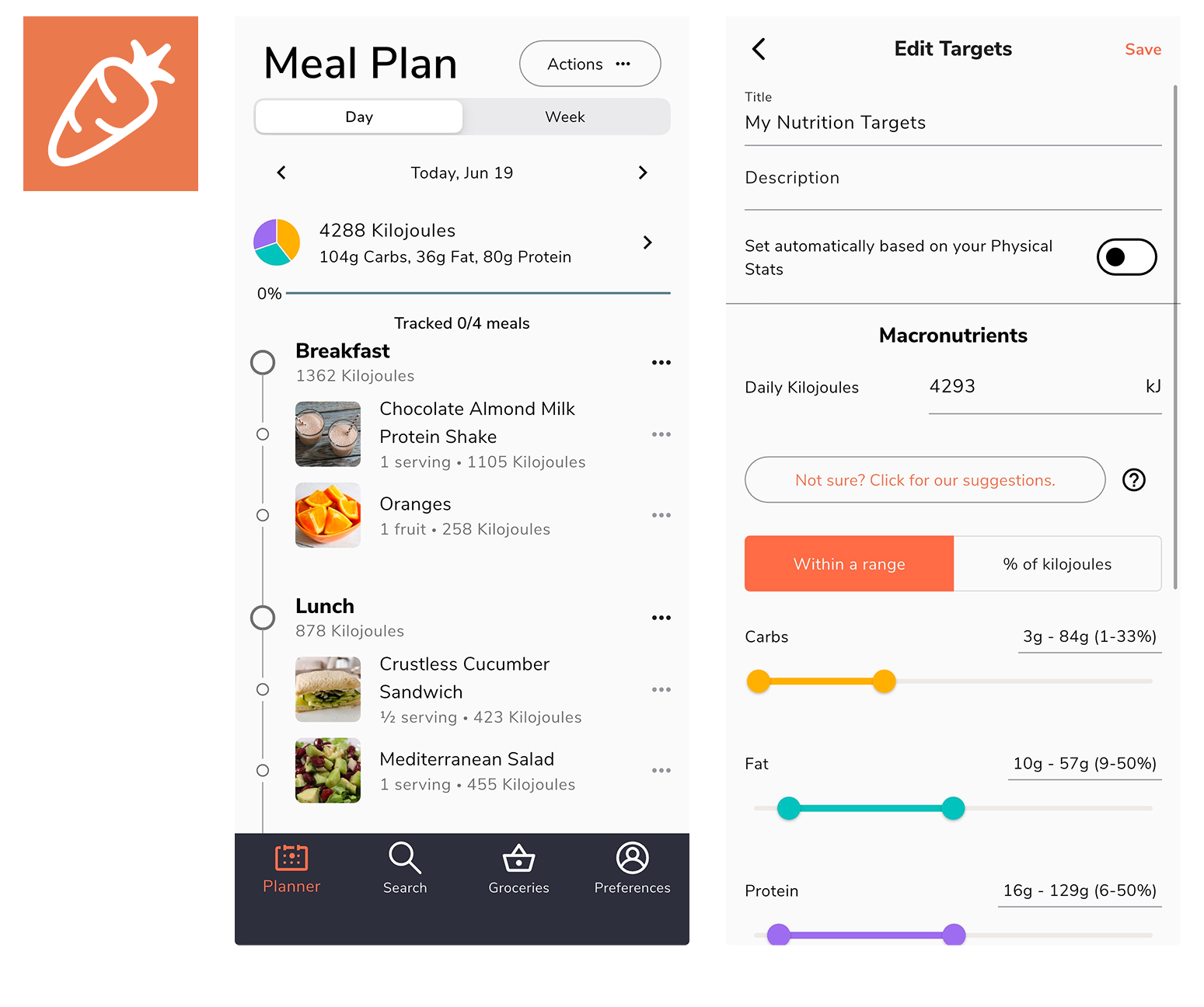 Eat This Much app interface